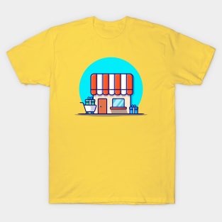 Shop Building Cartoon Vector Icon Illustration T-Shirt